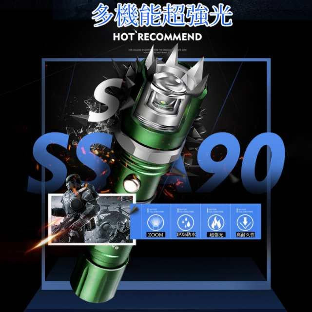 懐中電灯 懐中電灯 led USB充電式 ハンマーライト フラッシュライト 超高輝度 大容量 緊急脱出ハンマー 小型 軽量 SOS 自動車緊急脱出 安全ハンマー w379B(グリーン)