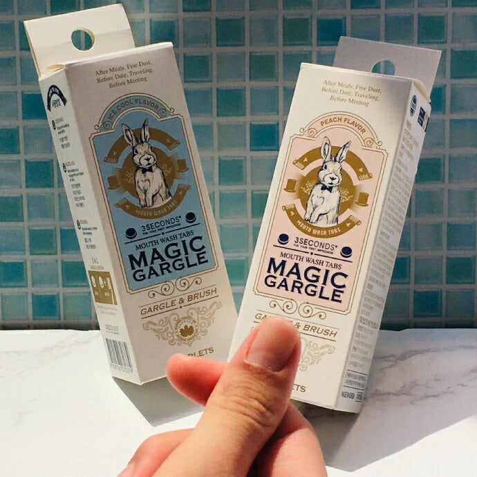 【噛む歯みがき＆マウスウォッシュ】MAGIC GARGLE（マジックガーグル）ピーチ/アイスクール 各1箱セット(1箱/18錠入)  天然由来成分 フッ素配合【メール便送料無料】