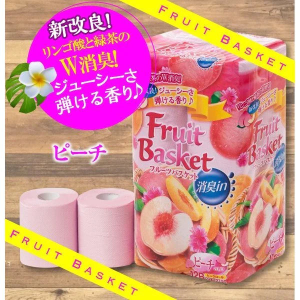 トイレットペーパー 丸富製紙 フルーツバスケット 消臭INピーチ ダブル27.5m 12ロールＸ8パック