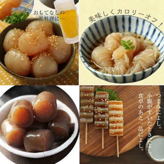 【4種×4パック】こんにゃくセット 福袋〜こんにゃく屋さんの手作りお惣菜〜(おつまみこんにゃく、玉こんにゃく、結び白滝、味噌田楽)