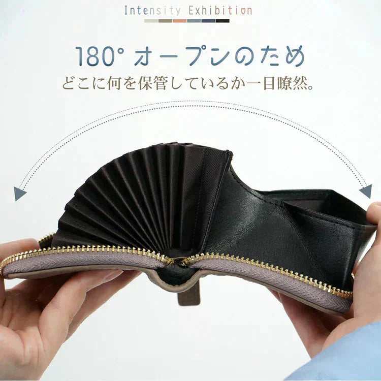 ミニ財布 「ブルーグレー」 お札折らない レディース メンズ 本革 二つ折り レザー カードケース 小銭入れ コインケース フラグメントケース プレゼント