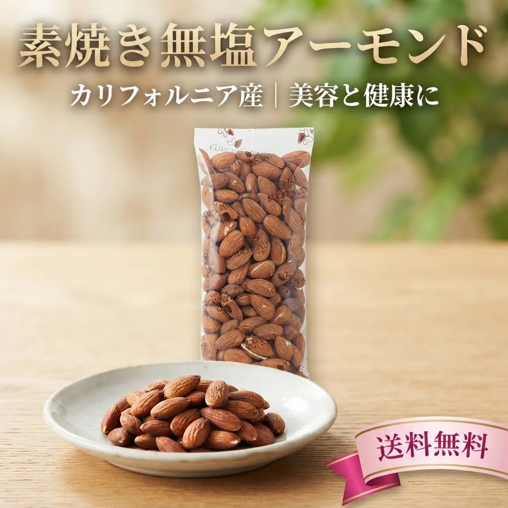 270g  素焼き 無塩 アーモンド【カウシェファーム収穫対象商品】