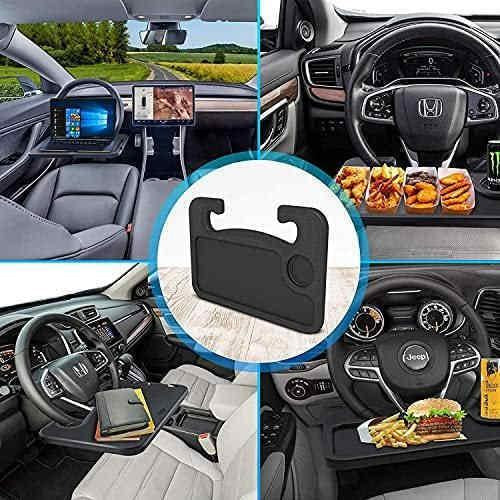 車用 ハンドル テーブル 車載テーブル 車内用 簡易テーブル 車載用 ノートパソコン タブレット 食事台 作業台 パソコンテーブル 両面使えるデスク w252B(グレー)