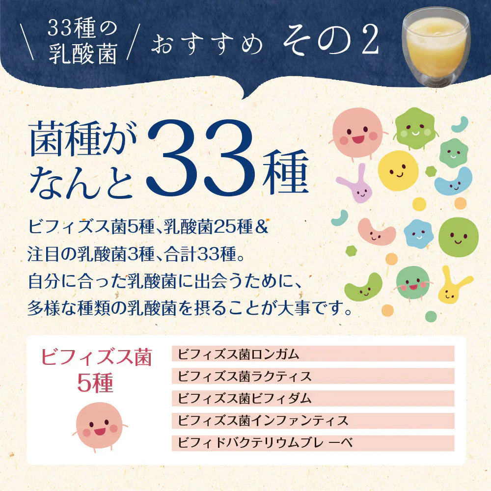 乳酸菌 サプリメント 粉末 33種の乳酸菌 30包入り 乳酸菌 メール便 送料無料 ダイエット 腸活