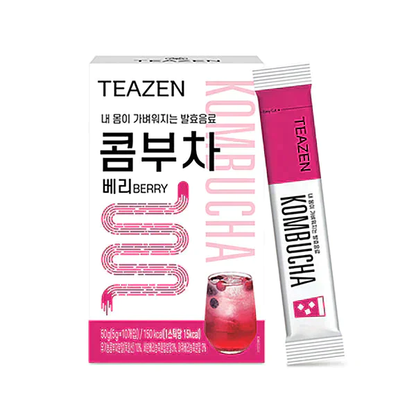 TEAZEN  KOMBUCHA　２０包　箱なし　ティーゼン コンブチャ　（ピーチ１０包、ベリー６包、レモン２包、柚子２包）正規輸入品 韓国 BTS ジョンググ 乳酸菌  健康食品