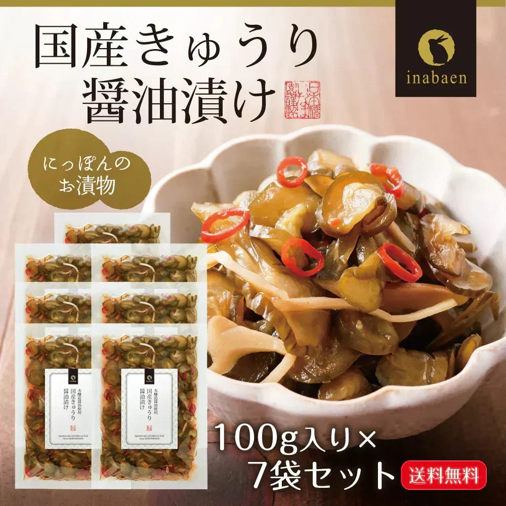 【7個セット】日本橋いなば園 国産きゅうり醤油漬け 100g メール便送料無料