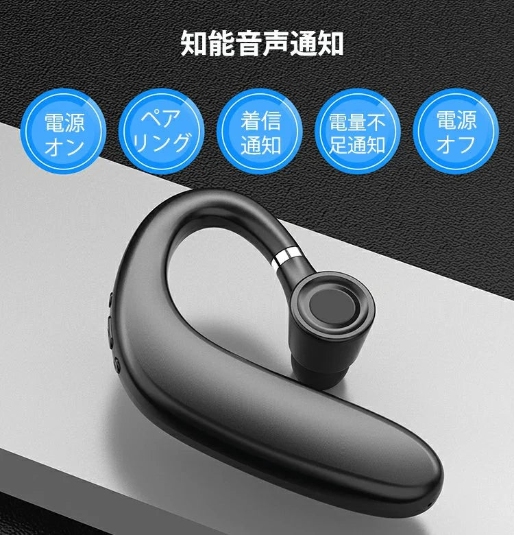 (ブラック)ブルートゥースイヤホン Bluetooth 5.0 ワイヤレスイヤホン 耳掛け型 ヘッドセット 片耳 最高音質 マイク内蔵 日本語音声通知 180°回転 超長待機 左右耳兼用 w043B(ブラック)