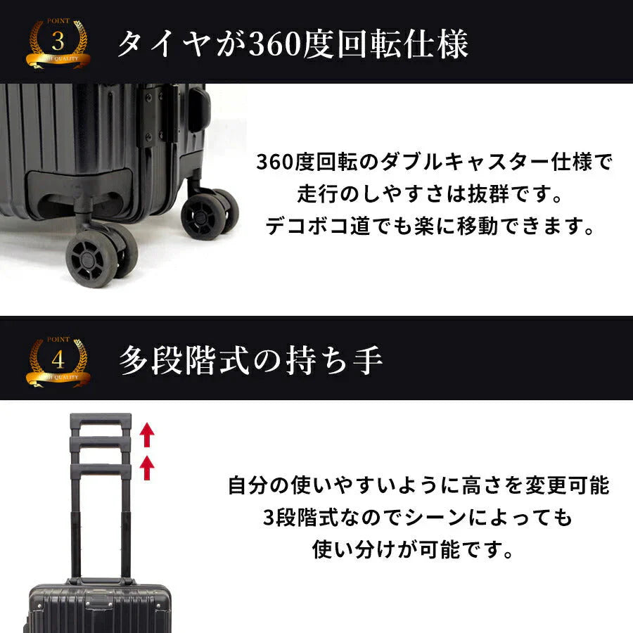 [シルバー]スーツケース 機内持ち込み sサイズ 35L 軽量 軽い 指紋認証 TSA ロック 丈夫 セキュリティ おしゃれ シンプル メンズ レディース ビジネス 出張 修学 旅行 ポリカーボネート キャリーバッグ キャリーケース
