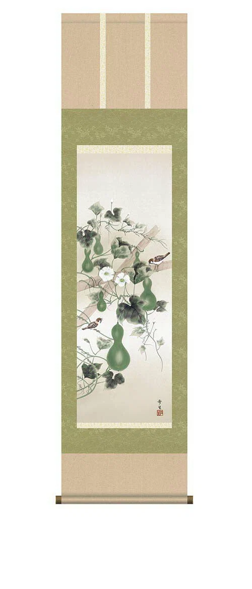 開運掛軸 【六瓢】北山歩生筆 [ 収納箱 10年保証 品質保証付き 31×89 縁起題材 健康 無病息災 和 国産 受注生産 床の間 和風 掛け軸 日本製 名画 縁起物 プレゼント 画寸 送料無料 ]