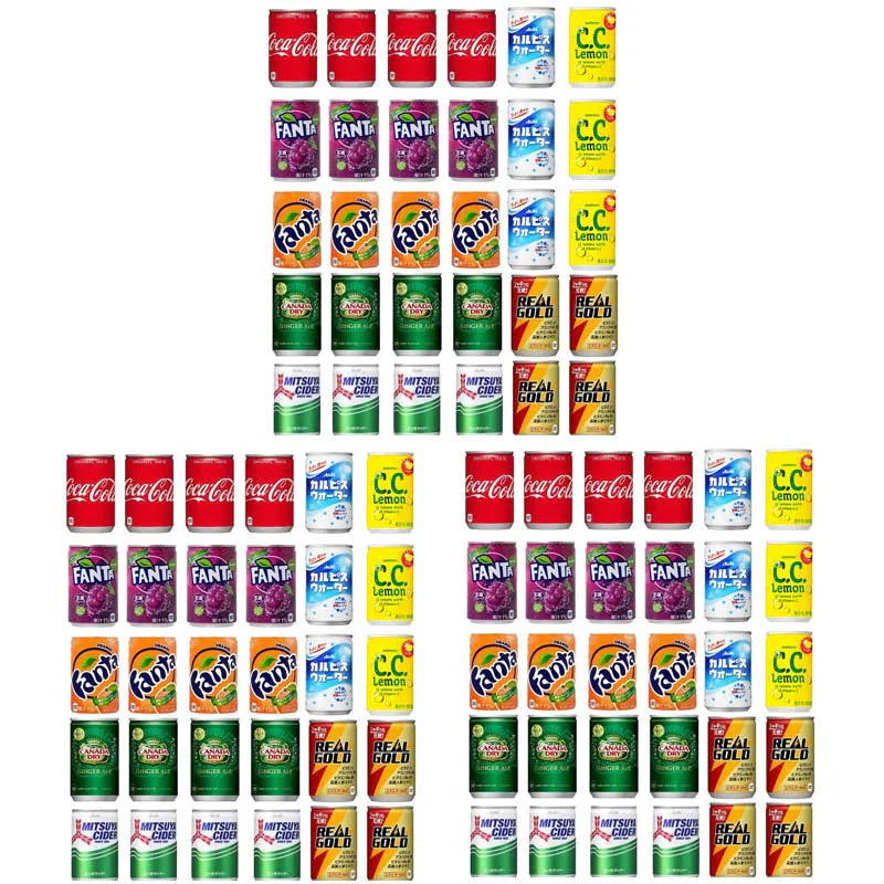 炭酸飲料 ミニ缶 飲み比べ 160ml 8種 合計90本 詰め合わせ アソート セット 【 コカコーラ ファンタグレープ ファンタオレンジ ジンジャエール 三ツ矢サイダー リアルゴールド CCレモン カルピスウォーター 】