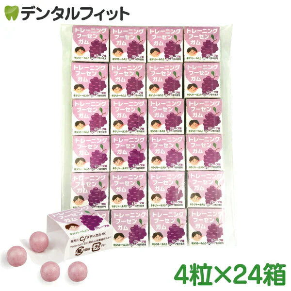 歯科医院専用トレーニング フーセンガム(4粒×24箱) グレープ味 風船ガム キシリトール配合 ぶどう風味 キシリトールガム 歯科専用