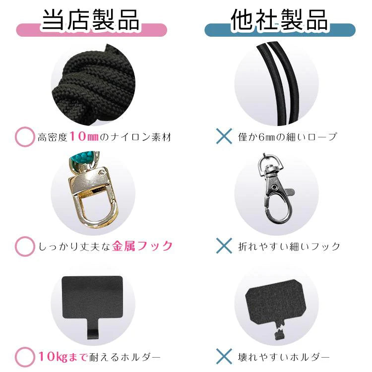 ストラップホルダー 「ダークネイビー・ダークグレーの計2個セット」 スマホショルダー スマホストラップ ストラップホルダー ロープストラップ mb151set-e