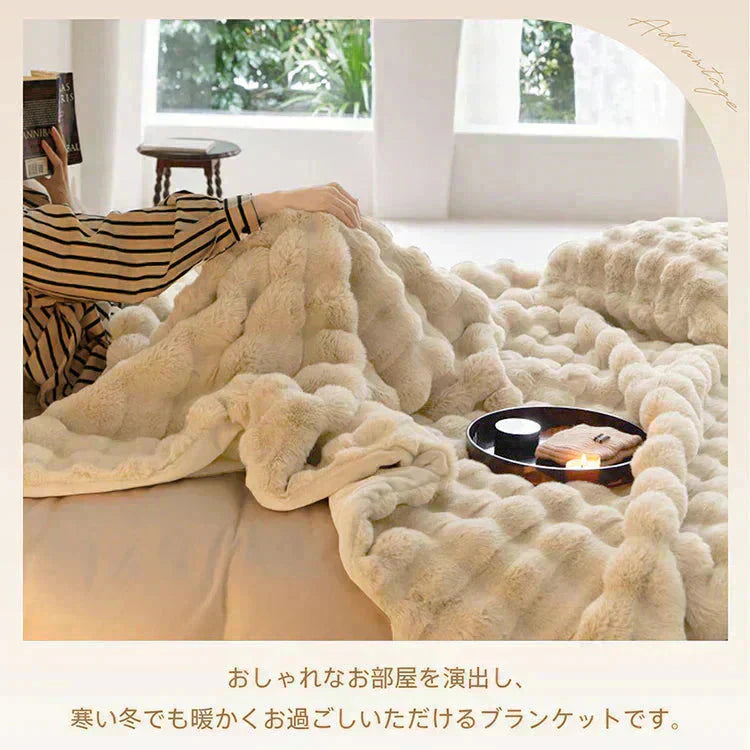 SNSで話題【ダブル×ダークグレー】毛布 ブランケット もこもこ毛布 ふわふわ あったか 厚手 おしゃれ