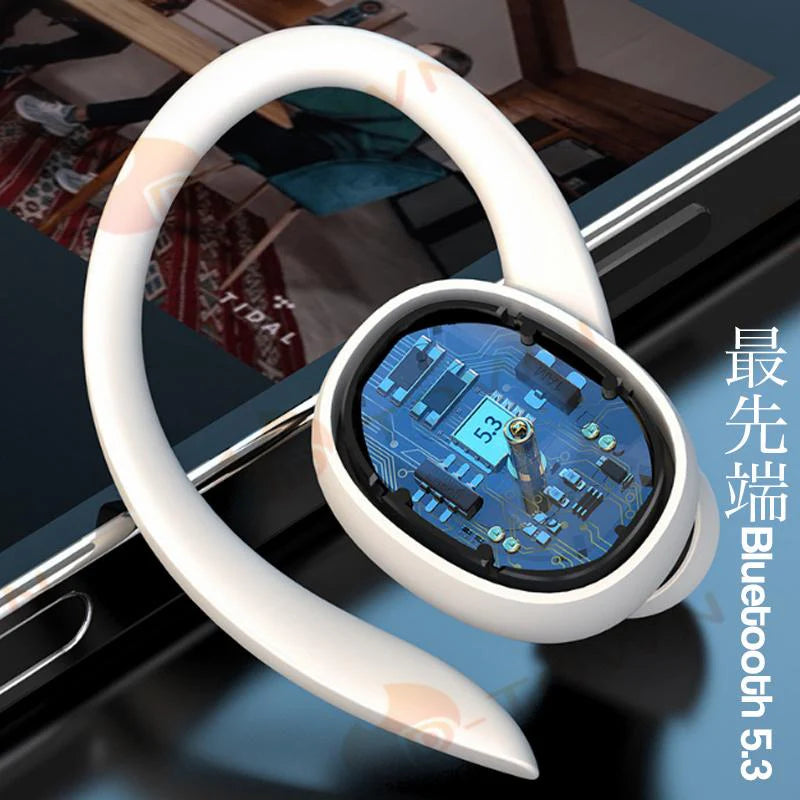 ワイヤレスイヤホン Bluetooth 5.3 ブルートゥースヘッドホン 耳掛け型 ヘッドセット 軽量 高音質 w630B(ホワイト)