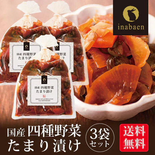 【3個セット】日本橋いなば園 国産四種野菜たまり漬け 180g ネコポス メール便送料無料