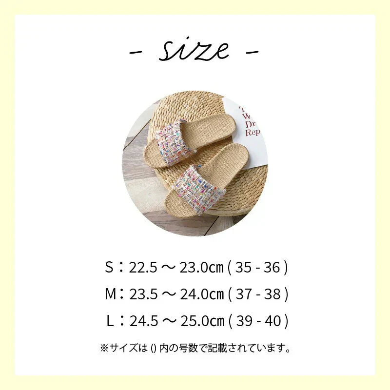 【ホワイト　M】スリッパ プレゼント 高級感麻 EVA素材 滑り止め 耐久性 夏用 おしゃれ 吸汗 かわいい 速乾 蒸れない さらさら ベランダ サンダル ツイード 新生活 プレゼント