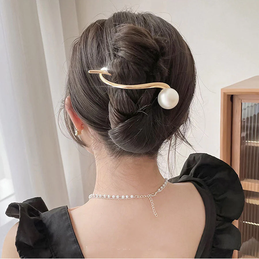 (ゴールド)ヘア留め ヘアアクセサリー クロスヘアピン髪飾り 上品 パーティー飾り