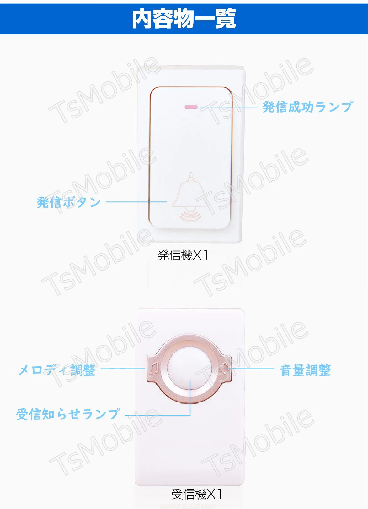 ワイヤレスチャイム ドアベル 送信機1個と受信機2個 お得セット 無線チャイム 光 音 呼び出し 呼び鈴 配線不要 玄関 介護 福祉施設 防水 電池不要 工事不要