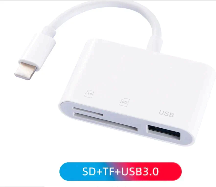 SDカードリーダー 3in1 iPhone iPad データ転送 動画転送 ライトニング SD TF USB3.0