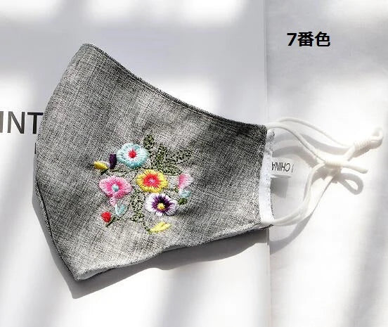 【ランダム発送】レディース マスク 刺繍 花柄マスク 洗える マスク 薄手 らくらく呼吸 長さ調節可能（3枚）