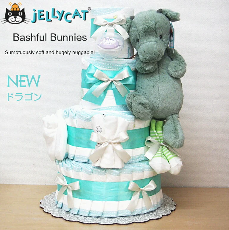 NEW大人気のジェリーキャットBIGサイズぬいぐるみおむつケーキ【Ｓサイズ/ホワイトラビット】出産祝いギフト