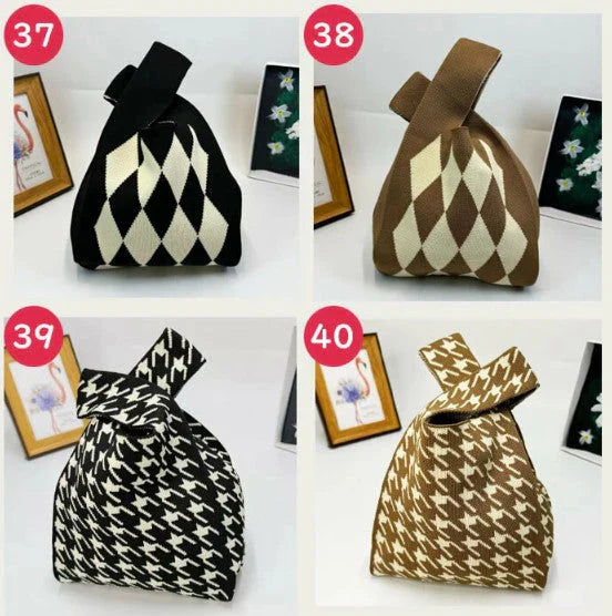 【3】【同柄2個セット】【予約商品・発送時期は商品説明に記載】ニット バッグ ニットバッグ 同柄 2個セット マルシェバッグ ニット トートバッグ 縦型 クロシェ編み かぎ針 ハンドバッグ マルシェ 韓国 ミニバッグ ミニバッグ 送料無料 ギフト プレゼント