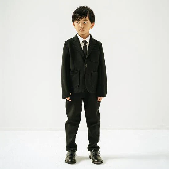 入学式 男の子 スーツ フォーマル 子供服 130cm 入学式 ダブルフェイススーツ (ブラック)上下組 子供 ジェネレーター 上下set generator 子供服 男 男の子