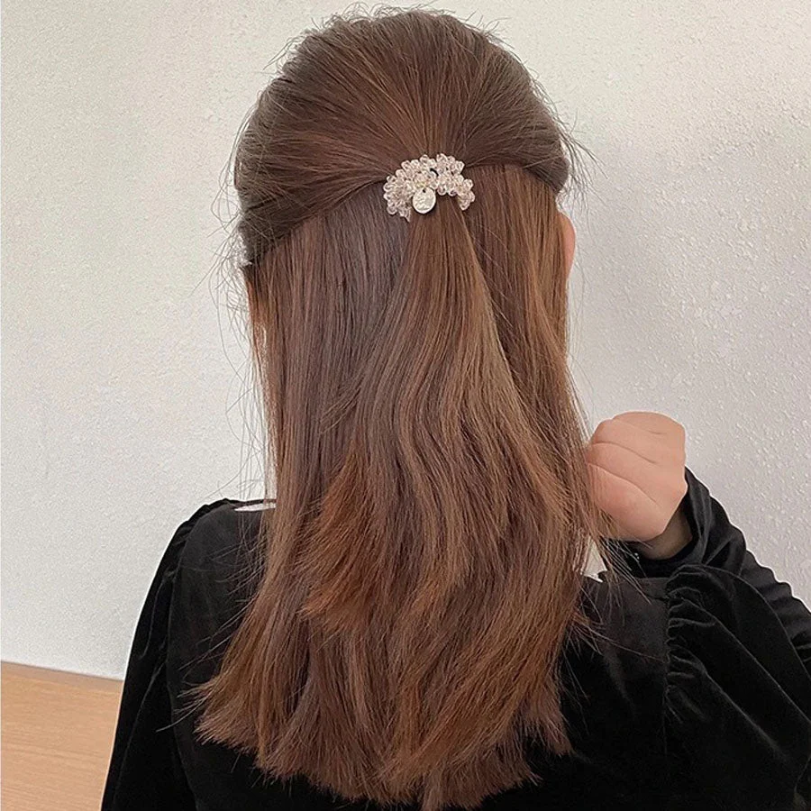 (クリア)ヘアゴム パール バブル シンプル ブレスレット ビーズ ヘア留め ヘアアクセサリー 髪飾り 上品 パーティー飾り