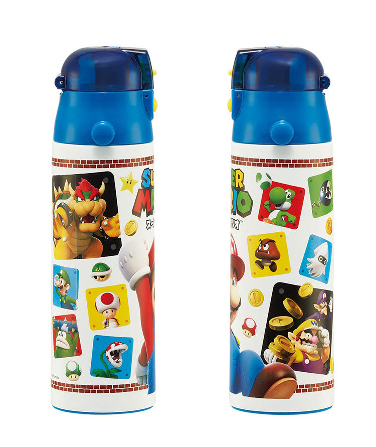 スーパーマリオ 水筒 580ml 直飲み 超軽量 ステンレス ボトル キッズ 保冷 ワンタッチ ショルダー 紐付き スーパーマリオ マリオ MARIO キャラクター SDC6N スケーター Skater