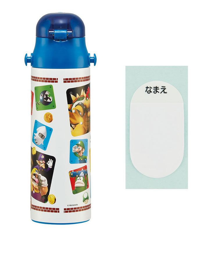 スーパーマリオ 水筒 580ml 直飲み 超軽量 ステンレス ボトル キッズ 保冷 ワンタッチ ショルダー 紐付き スーパーマリオ マリオ MARIO キャラクター SDC6N スケーター Skater