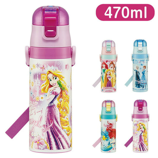 (プリンセス24)ディズニー プリンセス 新柄 水筒 キッズ 直飲み 470ml 保冷 ステンレスボトル ワンタッチ アリエル ラプンツェル エルサ アナと雪の女王 キャラクター SDC4 スケーター Skater Disney【送料無料】