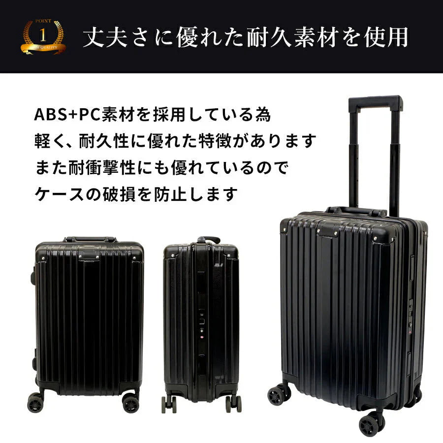 [シルバー]スーツケース 機内持ち込み sサイズ 35L 軽量 軽い 指紋認証 TSA ロック 丈夫 セキュリティ おしゃれ シンプル メンズ レディース ビジネス 出張 修学 旅行 ポリカーボネート キャリーバッグ キャリーケース