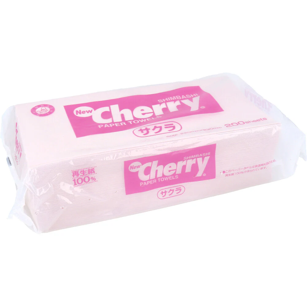 ペーパータオル 新橋製紙 Newcherry ニューチェリー サクラ 再生紙100％ 200枚入り X15パック