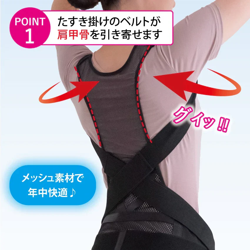 骨盤からととのえるメッシュの背筋サポーター(Mサイズ)/背筋を伸ばして骨盤を引き締める 理学療法士監修 背筋 骨盤 肩甲骨 姿勢 猫背 S字ライン姿勢矯正ベルト 男女兼用 美矯正サポーター 骨盤 腰 ダイエット 体幹 姿勢 シェイプアップ ヒップアップ 代謝アップ ウエスト くびれ 下半身 下腹背筋 引き締める 背筋 肩甲骨 姿勢 猫背 S字ライン