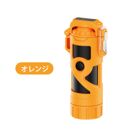 電子ライター Type-C充電式 防塵 防水 防風 無炎 懐中電灯機能 3段階照明モード 小型 軽量 無火炎 LED電量表示 アウトドア 登山 キャンプ 防災 プレゼント w666D(オレンジ)