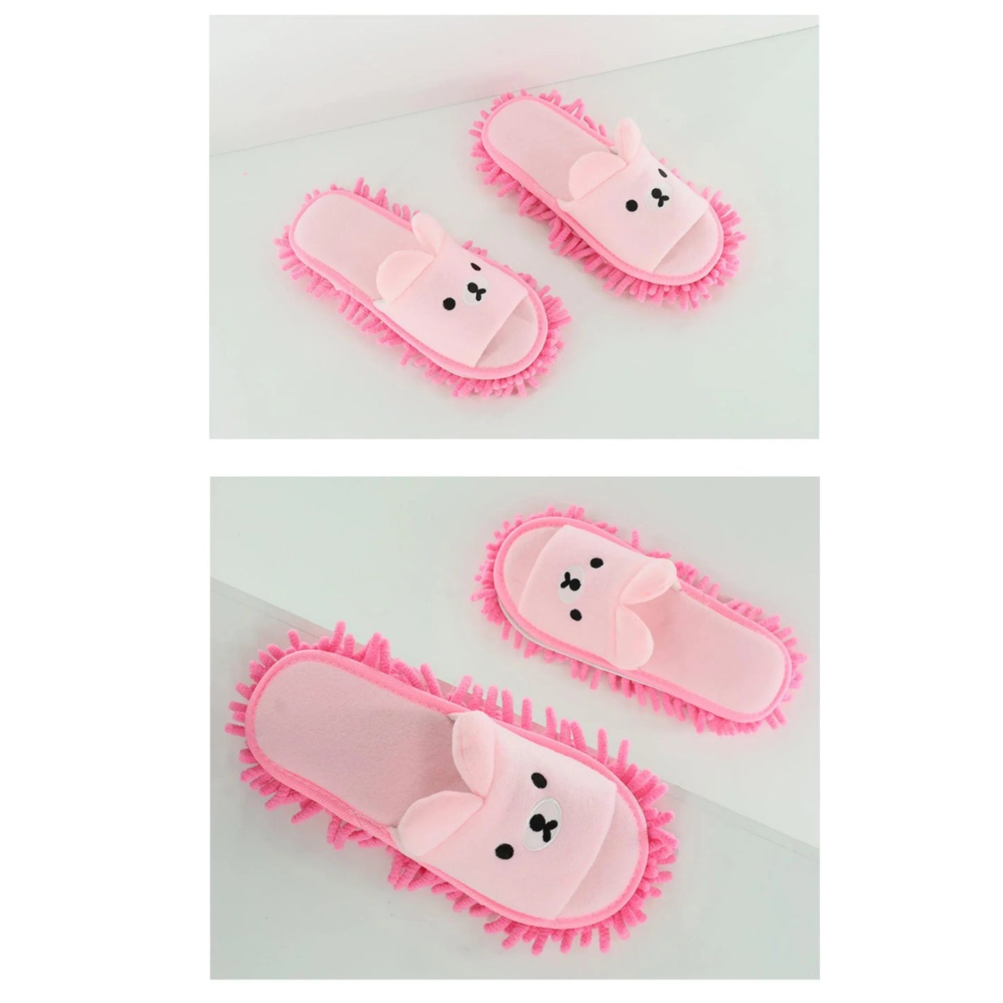 スリッパ ブラウン XS モップスリッパ 前開き かわいい 子供 大人 レディース メンズ ジュニア 女性 男性 床掃除 ファミリー カップル用 室内 履物 床拭き 静音 家族でお揃い