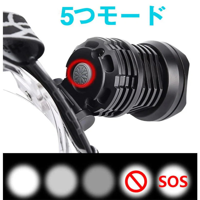 即納商品 ヘッドライト LED 充電式 ヘッドライト 釣り 作業 史上最強ルーメン 最高輝度 充電式 残量表示