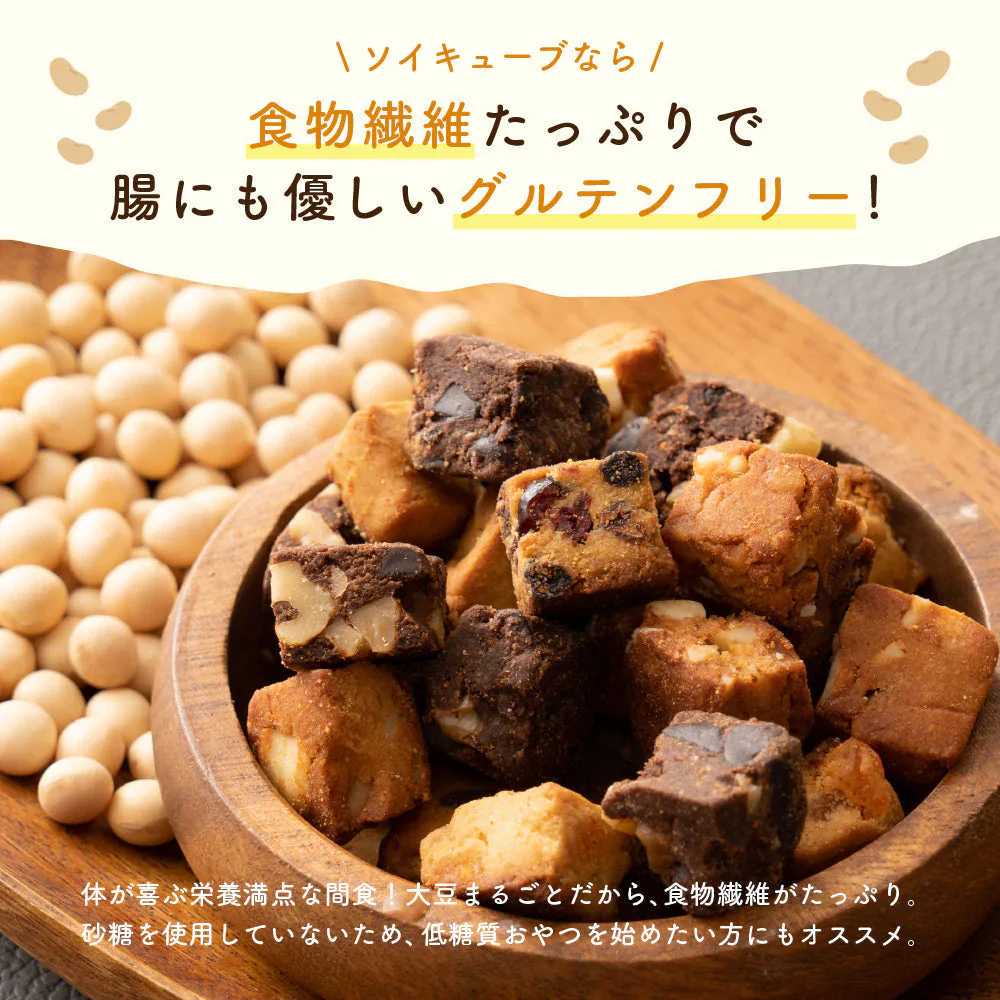小麦粉不使用 ソイキューブ(ホワイトチョコマカダミア) 【10袋】(100g×10袋) SOYCUBE 大豆菓子 おから グルテンフリー 小低GI 低糖質 糖質制限 小腹サポート 食物繊維