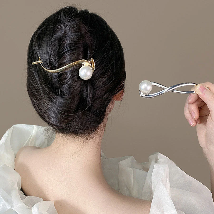 (ゴールド)ヘア留め ヘアアクセサリー クロスヘアピン髪飾り 上品 パーティー飾り