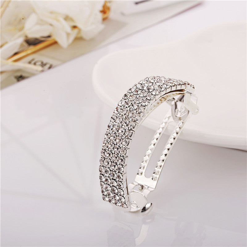バレッタ 2個セット 金色銀色1個ずつ入 セミサークル形 ヘアアクセサリー キラキラ まとめ髪 ヘアクリップ 韓流 ファッション 結婚式 成人式 ポイント消耗