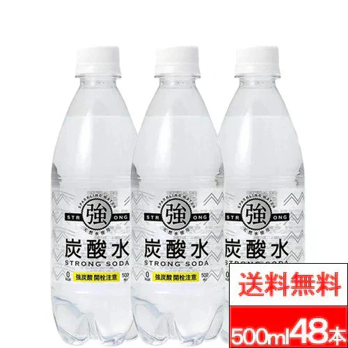 友桝飲料 強炭酸水 プレーン 500ml×48本 炭酸水 国産 無糖無糖炭酸 ソーダ水 ペットボトル まとめ買い