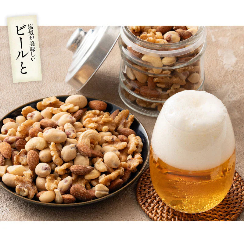 5種のカリカリ おつまみナッツ 500g 無塩 ミックスナッツ アーモンド カシューナッツ くるみ マカダミア ピーナッツ 食塩不使用 加工オイル不使用 ※ポスト投函商品の発送は1～2週間前後になります