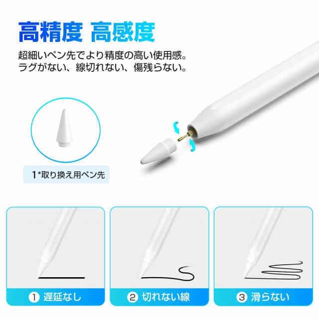 当日発送 iPad専用 タッチペン ipad ペンシル 電量表示 極細 超高感度 高精度 誤on/off防止 スタイラスペン 傾き感知 磁気吸着 誤作動防止機能対