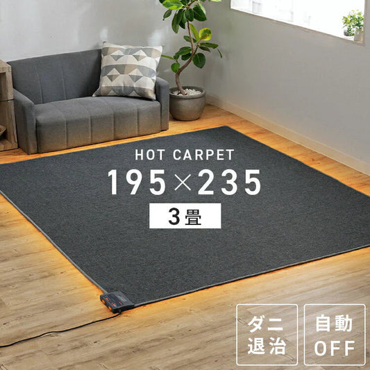 ホットカーペット 3畳 本体 195×235 TWA-300 TEKNOS ホットカーペット 3畳 電気カーペット 3畳 本体 マット 電気カーペット 本体 カーペット 三畳 折り畳み収納可能 足元 マット 三畳 ホットカーペット こたつ