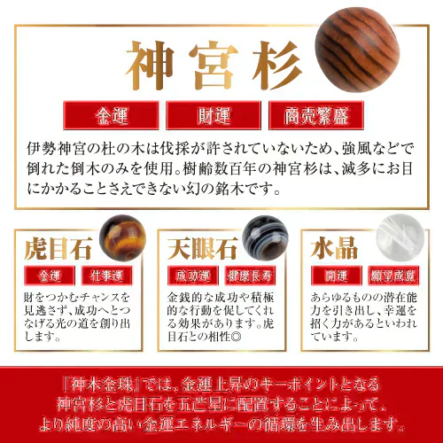 『神木金珠 （しんぼくきんじゅ）男女兼用』 パワーストーン ブレスレット 天然石 伊勢神宮 開運 幸運 アクセサリー お洒落 ギフト 金運 癒し 浄化