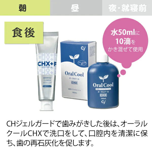 オーラルクールCHX(100ml)1本とCHジェルガード(90g)1本のCHXパーフェクト予防セット【メール便送料無料】
