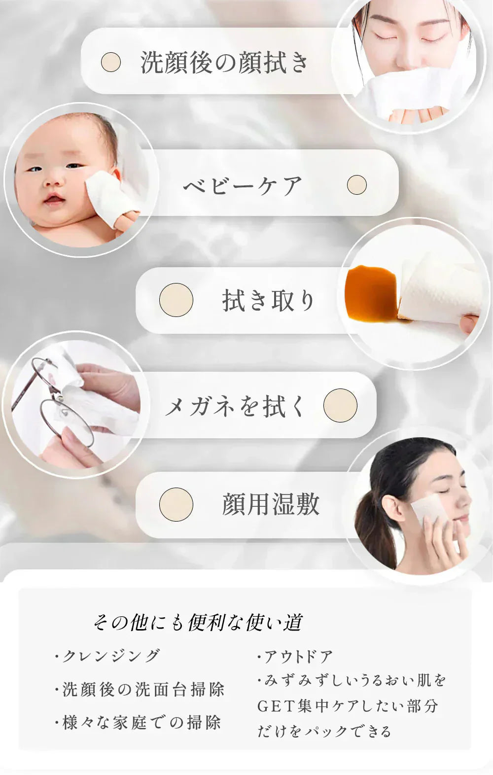 【MondeSelection金賞受賞】60枚×6点セット フェイスタオル 360枚 タオル 使い捨て 敏感肌 クレンジングタオル クレンジングタオル フェイシャルタオル フェイスタオル タオル 洗顔タオル 厚手 使い捨てタオル 洗顔 化粧 メイク落とし メイクオフ 母の日