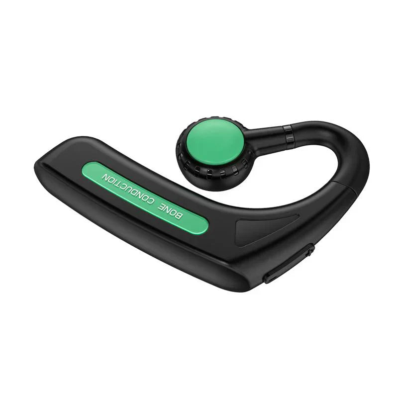 骨伝導 イヤホン Bluetooth 片耳掛け　ワイヤレス マイク付き ヘッドホン(w213D)グリーン