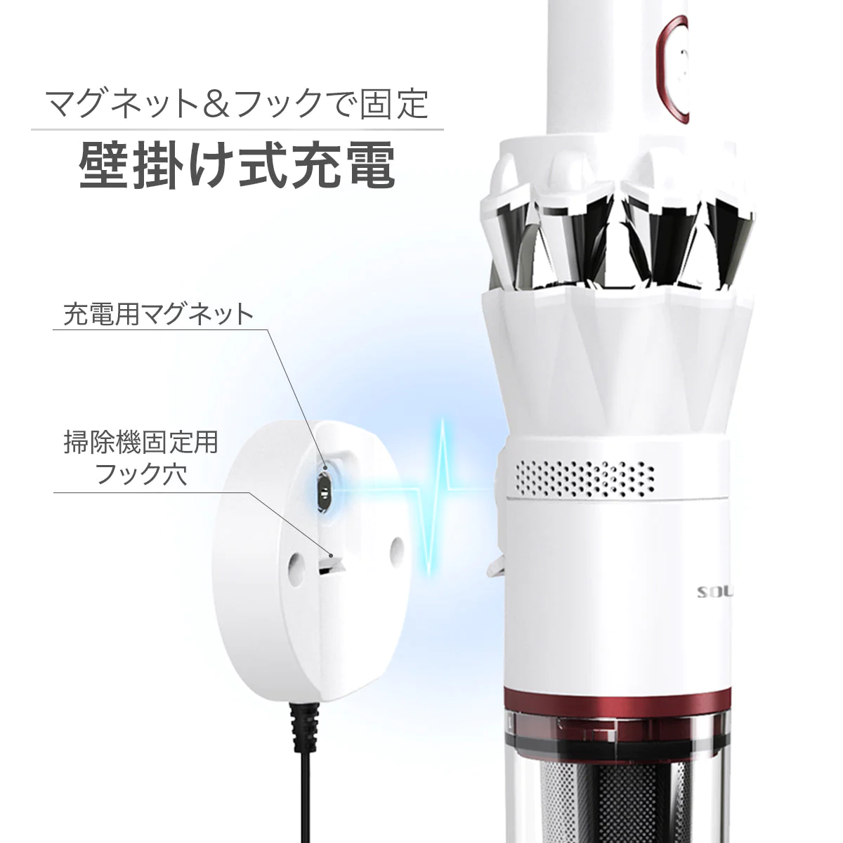 ホワイト 掃除機 コードレス スリムクリーナー SY-120【エコ得】
