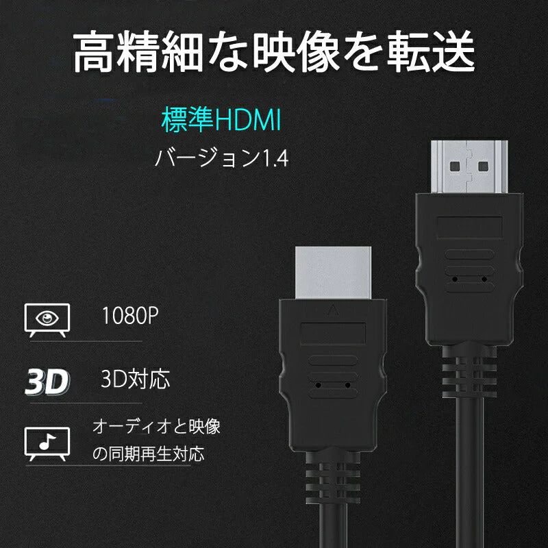 HDMI端子対応 映像ケーブル 1.5m オス⇔オス 1080P対応 ディスプレイ接続用 テレビ・プロジェクター対応